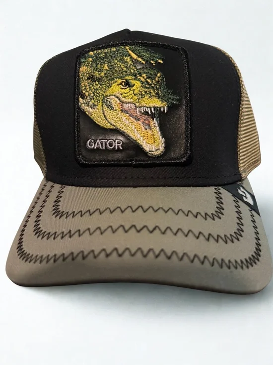 Gator Patch Trucker Hat - Black & Tan