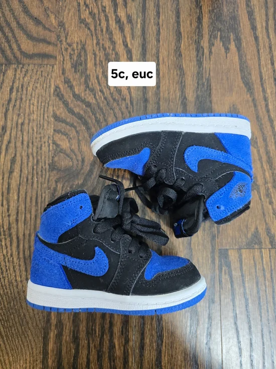 Nike Jordans Black & Royal Blue High-Top Sneakers - 5C