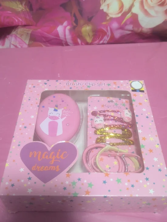 Pink Unicorn Brush & Hair Clip Set - Magic Dreams