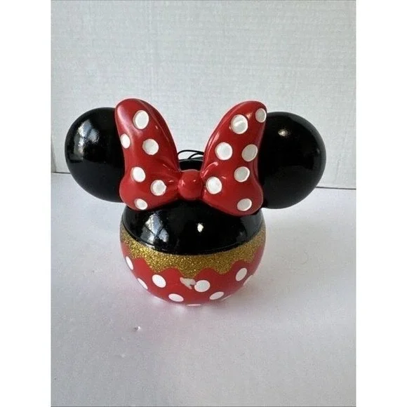 Disney‎ Minnie Mouse Toothbrush Holder Red Polka Dot Gold Glitter Ceramic
