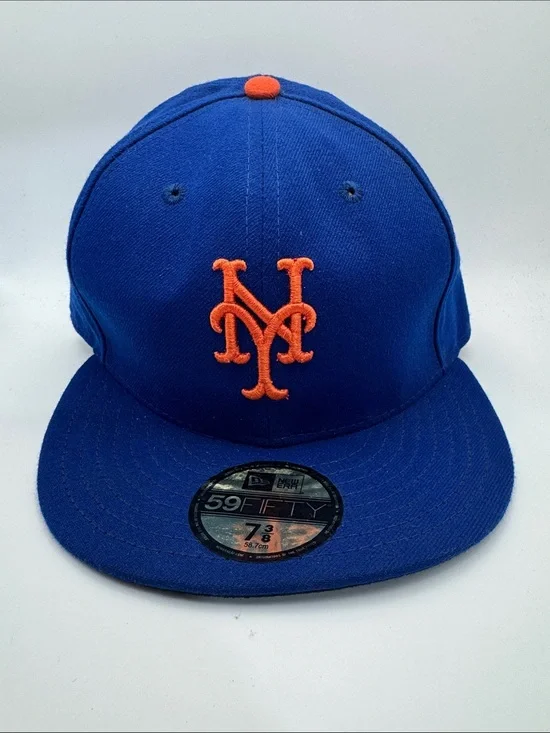New York Mets Classic Fitted Blue Orange Cap (New Era 59 FFTY) Hat 7 3/8