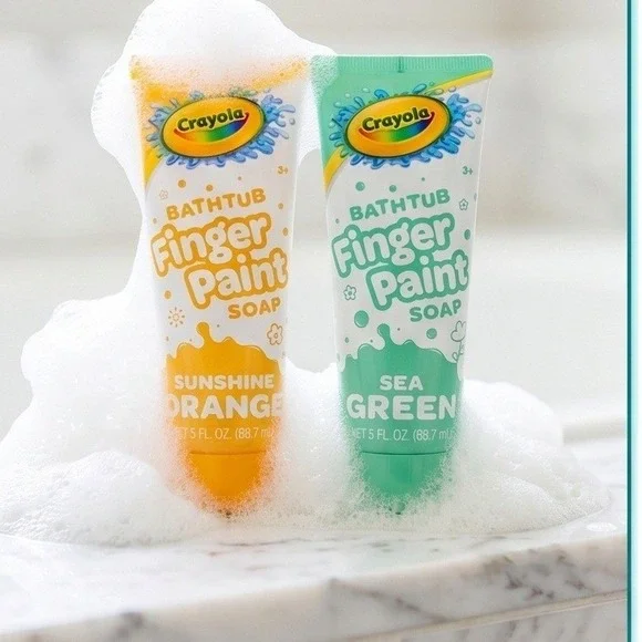 Crayola Bathtub Finger Paint Soap Sunshine Orange‎ Sea Green 3oz 2pk Kids Bath