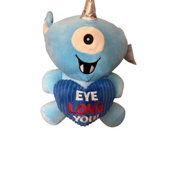 Blue One Eyed Monster Plush Heart Eye Love You Stuffed Animal Kids Toy‎