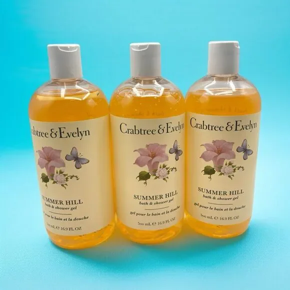 Crabtree & Evelyn Summer Hill Bath & Shower Gel 16.9 fl oz Lot of 3 ~New~