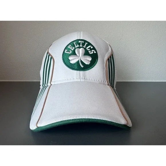White Boston Celtics Hat Cap‎ Fitted Mens OSFM NBA Adidas Modern Active Wear