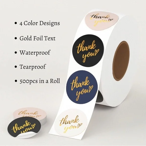 COPY - Thanks you 1 roll Labels contains 500 stickers in 4 different colors