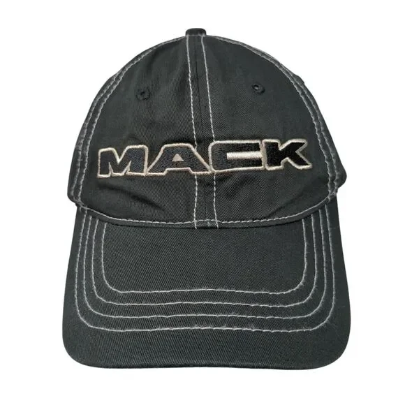 MACK Snapback Hat Black One Size Adjustable Embroidered 6 Panel Cotton