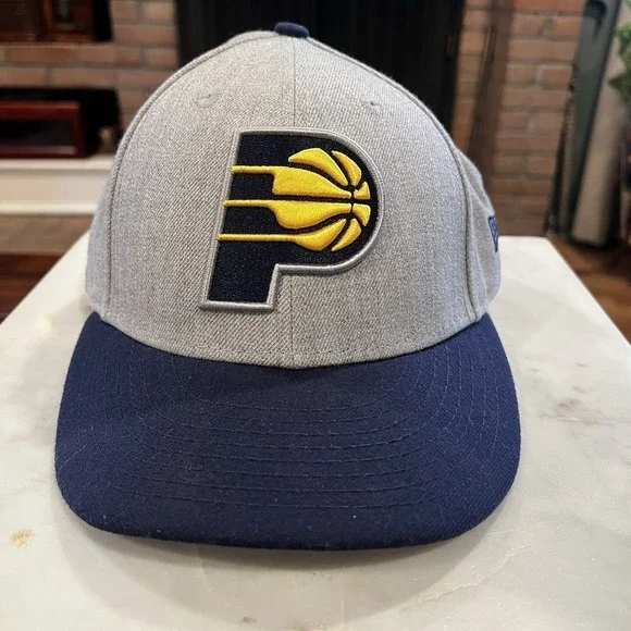 Indiana Pacers New Era 59FIFTY Fitted Hat 7‎ 3/8 Gray Navy Low Profile NBA Cap