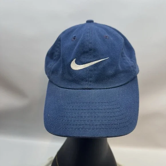 Vintage Nike Strap back Hat‎ Cap Swoosh Logo Blue Adjustable