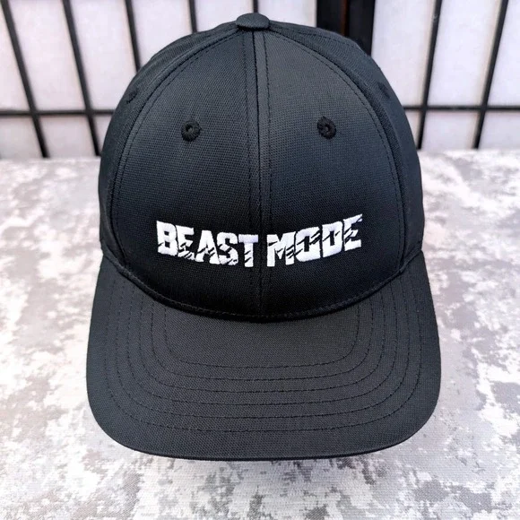 Sport-Tek Beast Mode Black‎ Baseball Cap Hat Adjustable Hook Loop Strap Mens
