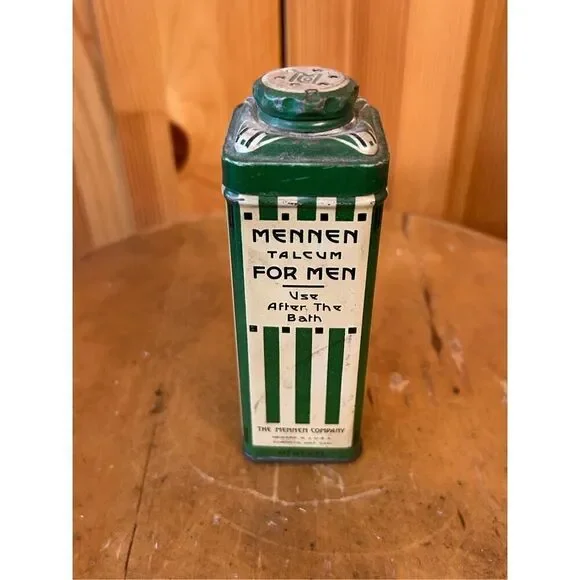 Antique Art Deco Mennen Talcum Powder After Bath Men￼Natural Advertising TIN (82