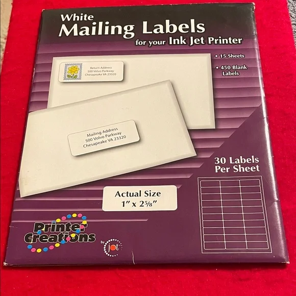 White Mailing Labels for Ink Jet Printers
