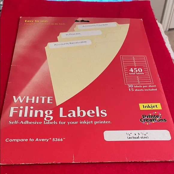 White Filing Labels for Inkjet Printers