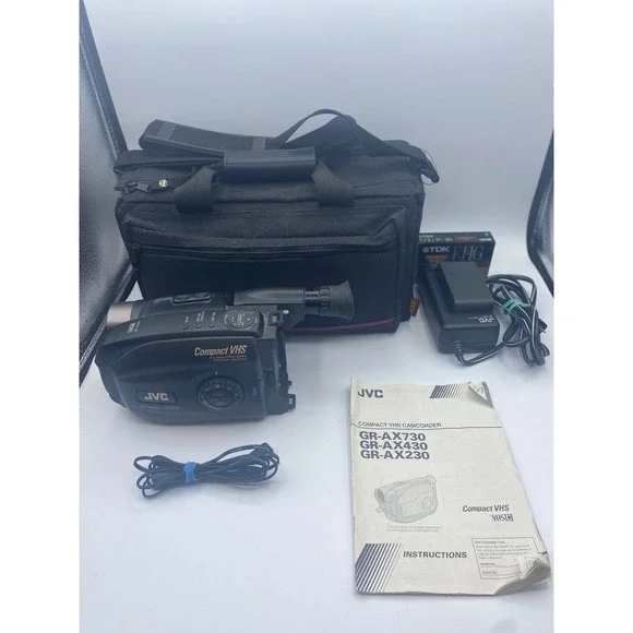 JVC GR-AX230U VHS Camcorder 22x Optical Zoom Vintage 1998 Bundle Parts Only