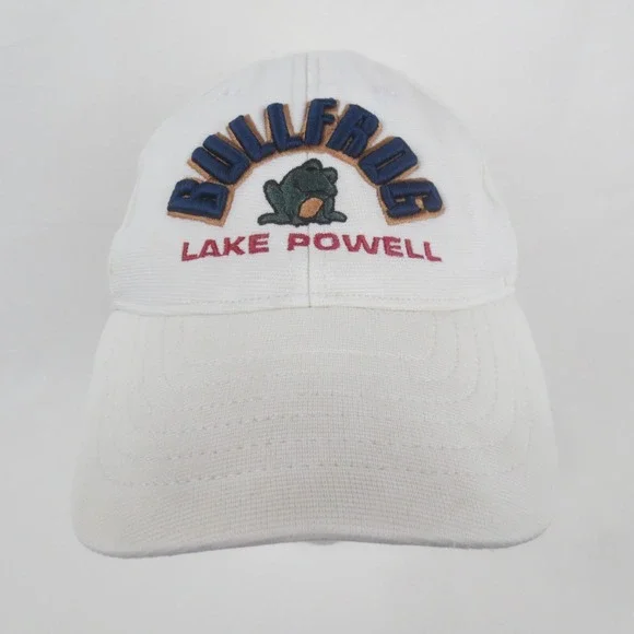 Bullfrog Lake Powell 4Head‎ Strap Back Hat Cap White Embroidered Boat Fish Camp