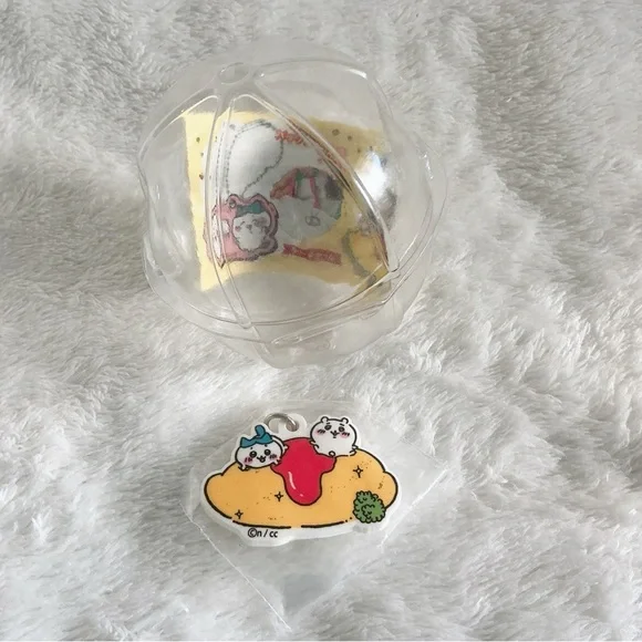 New chiikawa Gachapon mini Omelette Rice soft rubber marker charm for umbrella