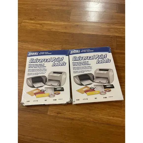 Quill universal print labels 8 1/2”x 11”- white- 200 labels- New box damage