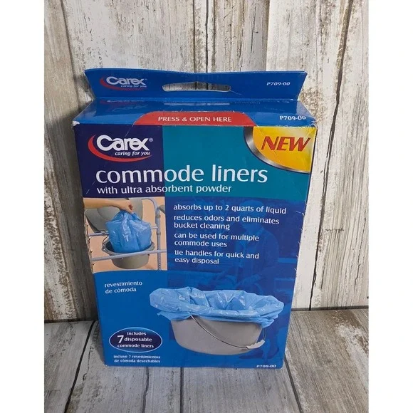 Carex Commode Liners with Ultra Absorbent Powder 7 Count‎ NEW
