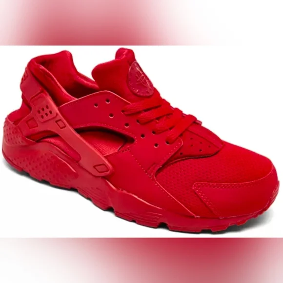 Nike Big Kids' Huarache Run Triple Red Sneakers Size 5.5Y MSRP $110
