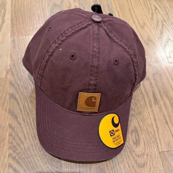 NWT Carhartt Strapback Dad Hat Men's One Size OSFM Canvas Cap burgundy maroon