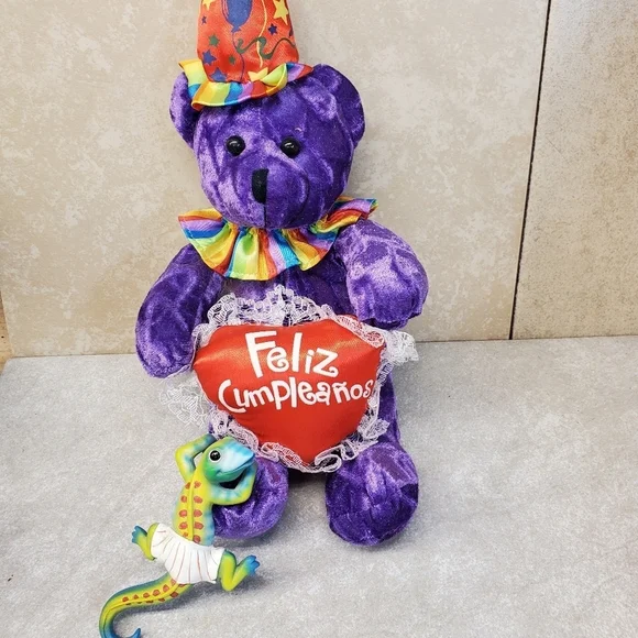 🦎🧸🎉🇲🇽 Birthday bear and gecko figurine set