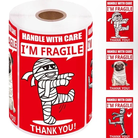 🎃 Handle With Care “I’m Fragile” Halloween Stickers Roll