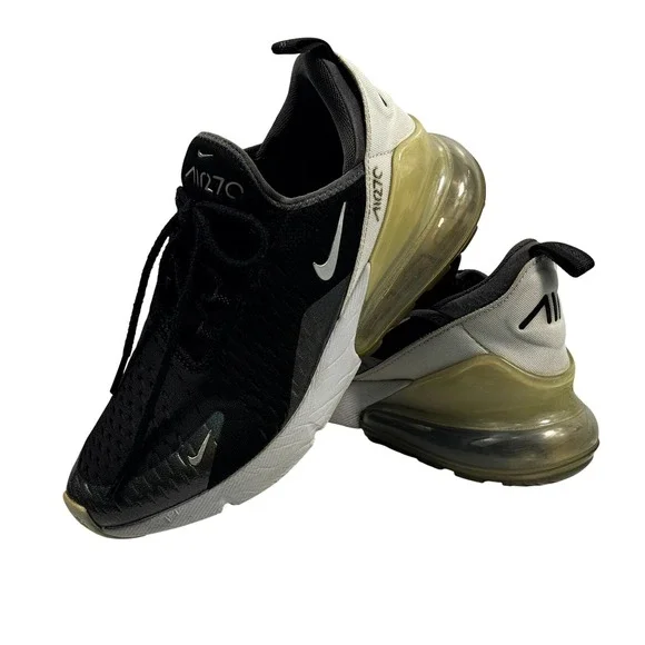 Nike Air Max 270 Sneakers Youth 6.5Y‎ Black White Clear Running Shoes
