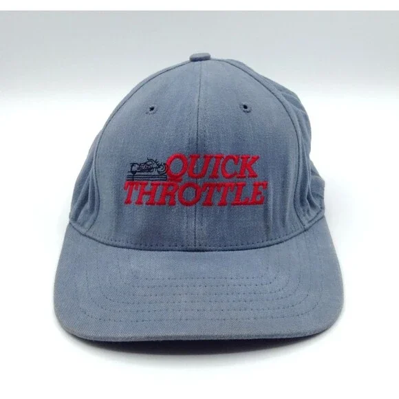 Vtg Easy Riders Quick Throttle Hat Cap Light Blue Moto Biker Rebel Snapback USA