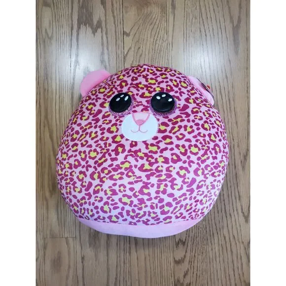 Super Soft TY Squish a Boos 2021 LAINEY Pink Leopard Cushion Pillow 12” Clean