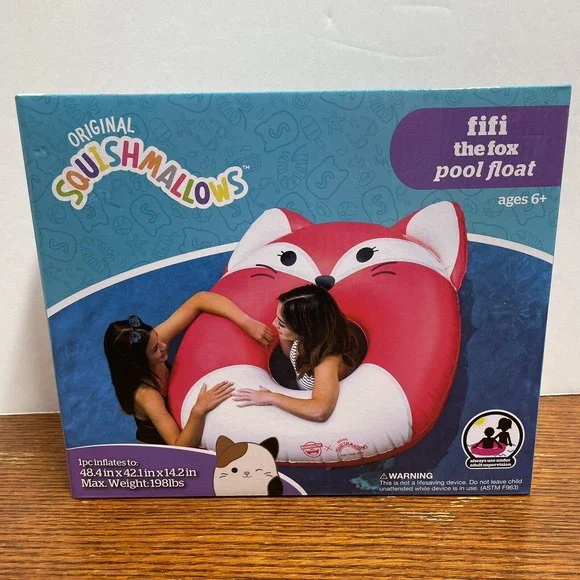 Squishmallows Fifi the Fox Pool Float‎ Inflatable Ages 6+ NWT Summer Fun