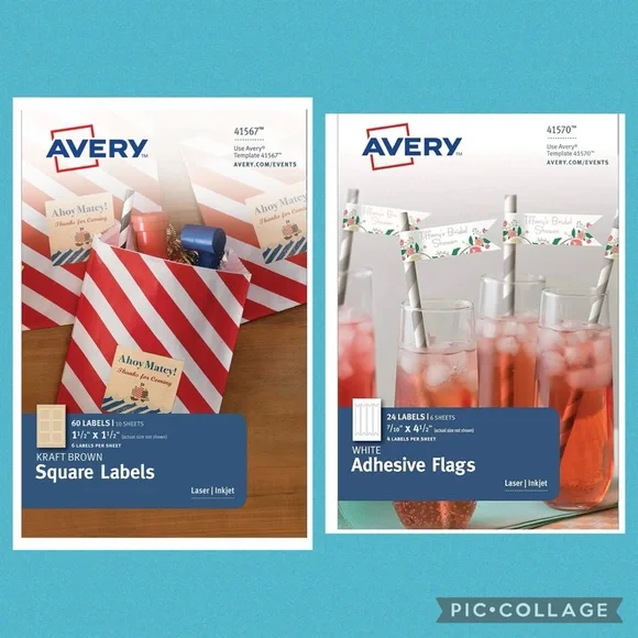 Lot of 3 Avery Square & Flag Labels. *NEW