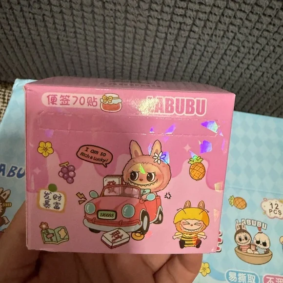 Labubu Name Tag Stickers Roll, Approximately 70 Stickers, Choose your fav color