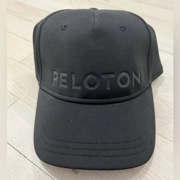 Peloton Baseball Cap Embossed Logo Black Adjustable Hat NWOT