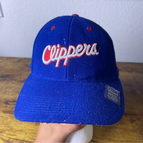 Vtg Y2K Nike Small Swoosh NBA Los Angeles Clippers Wool Hat Adult Blue Strapback