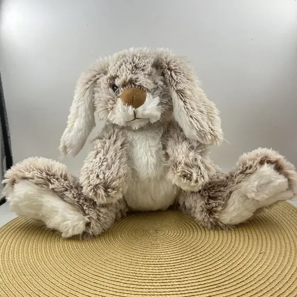 Melissa & Doug Plush Bunny Lop Ear Rabbit Stuffed Animal Sitting Tan White 8”