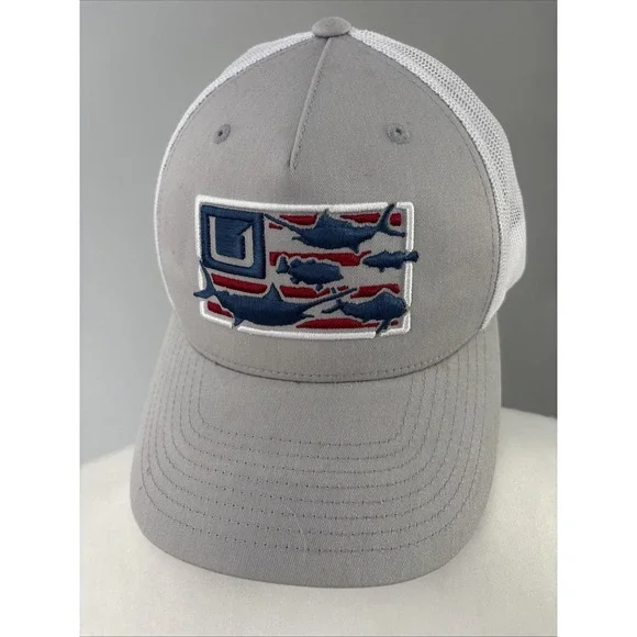 Huk Trophy Flag Trucker Hat Light Grey Mens One Size