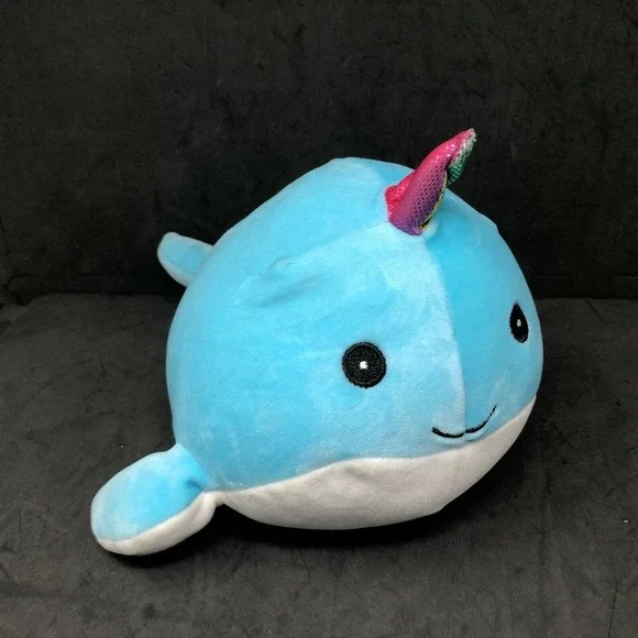 Squishmallows Blue Narwhal Plush‎ Rainbow Horn 12