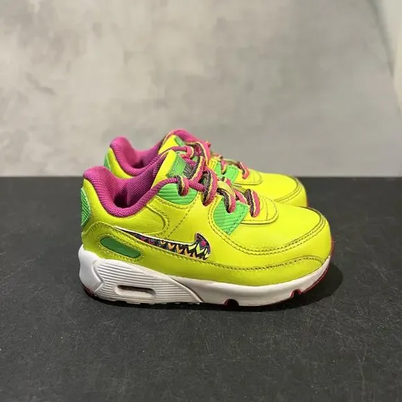Nike Air Max 90 Shoes Youth 6c Volt Pink CW5798-700 Kids Athletic Sneaker