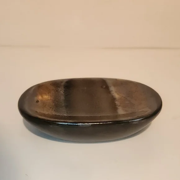 Ceramic Bronze/Brown Painted and Glazed Soap Dish