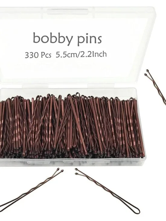 Bobby Pins Brown, 330 Count 2.2 Inch Hair Pins With Cute Box, Premium Bobby Pin