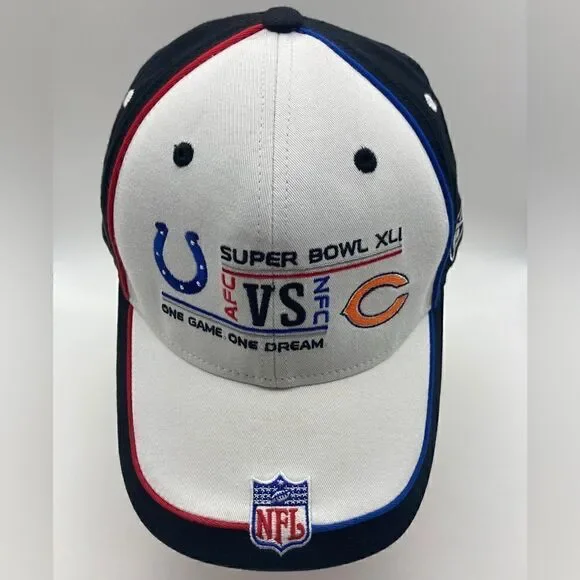 NWT NFL Super Bowl XLI Colts Bears Mens Baseball White/Black Cap
