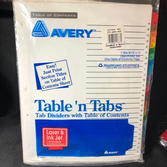 Avery Multicolor Table 'n Tabs Dividers