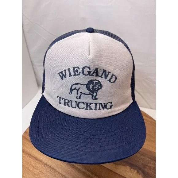 Vintage Trucker Hat Cap Mens Snapback Wiegand‎ Trucking Bull Dog Logo One Size