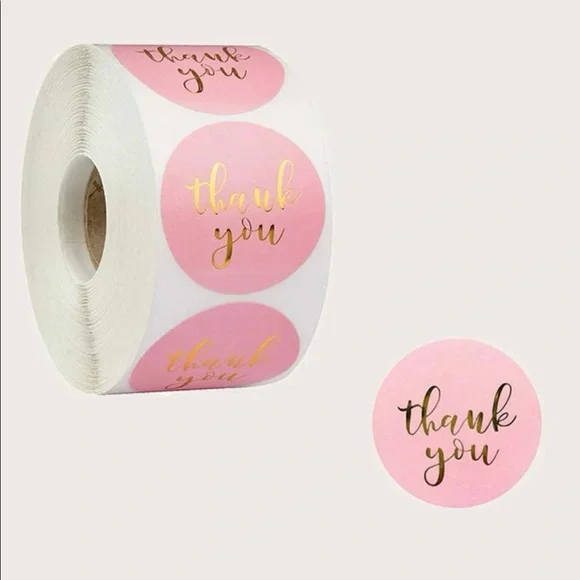 Thank you stickers in pink color