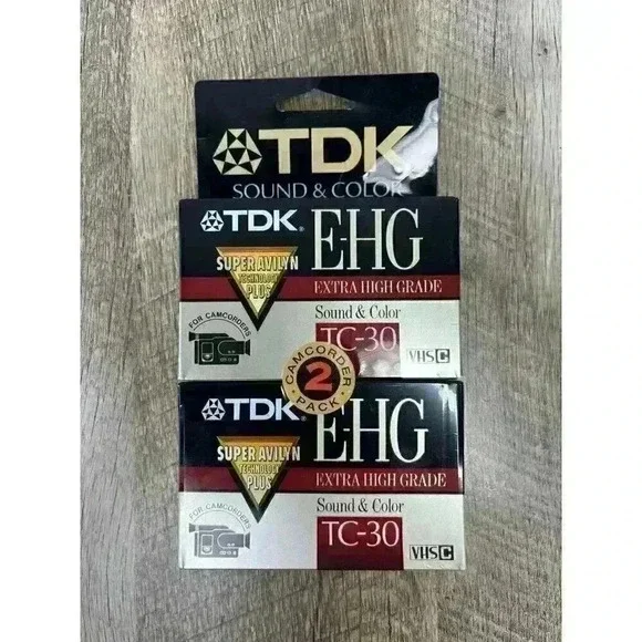 2 Pack - TDK E-HG TC-30 Extra High Grade VHS-C Camcorder Tapes New Sealed