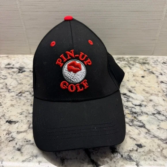 Pin-Up Golf Black Cap with Red Accent