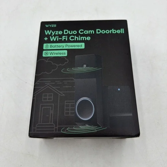 Wyze Duo Cam Battery Doorbell + Wi-Fi Chime, Black Open Box