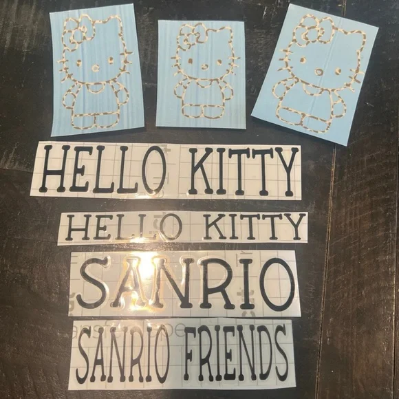 Hello Kitty Sanrio Vinyl Sticker Lot of Cheetah Black