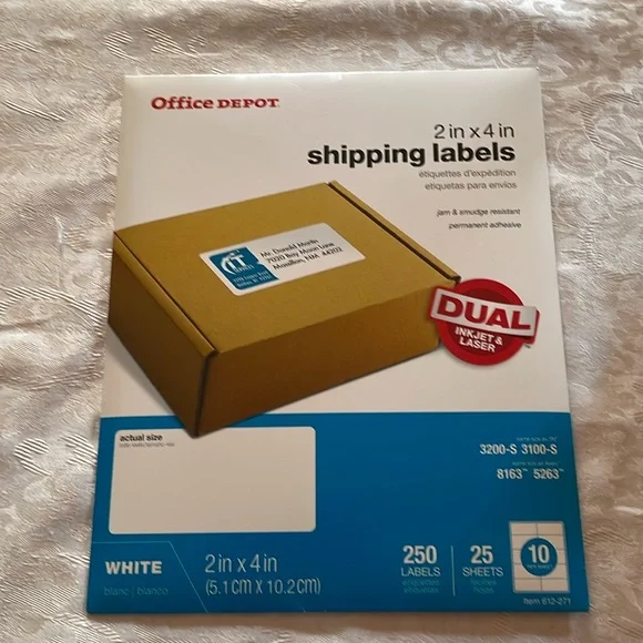Brand new Office Depot shipping labels 2 inch X4 inch