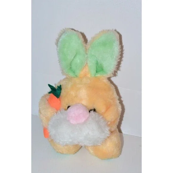Vtg MTY Intl Round Baby Bunny rabbit‎ w/ carrot pastel yellow green
